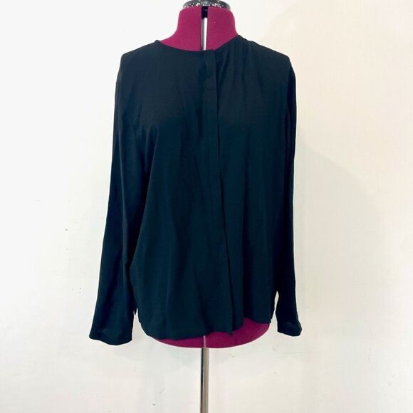 Eilien Fisher Long-Sleeve Marocain Button Up Blouse sz 10P - Picture 1 of 9